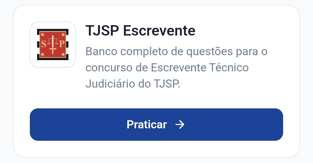 Card real do banco de questões TJSP Escrevente Técnico Judiciário